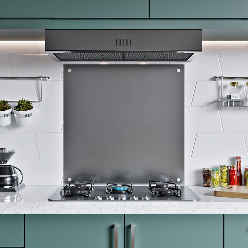 1mm Thick Grey Stainless Steel Splashback for Kitchen with Brushed Finish with Holes (SCREWS INCLUDED)