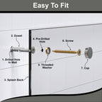 BELOFAY Clear Tempered Glass Splashback for Kitchen with 6mm Toughened Glass (SCREWS INCLUDED)