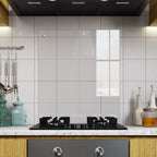 BELOFAY Clear Tempered Glass Splashback for Kitchen with 6mm Toughened Glass (SCREWS INCLUDED)