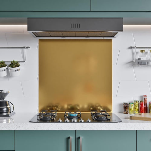 1mm Thick Gold Stainless Steel Splashback for Kitchen with Brushed Finish (ADHESIVE INCLUDED)