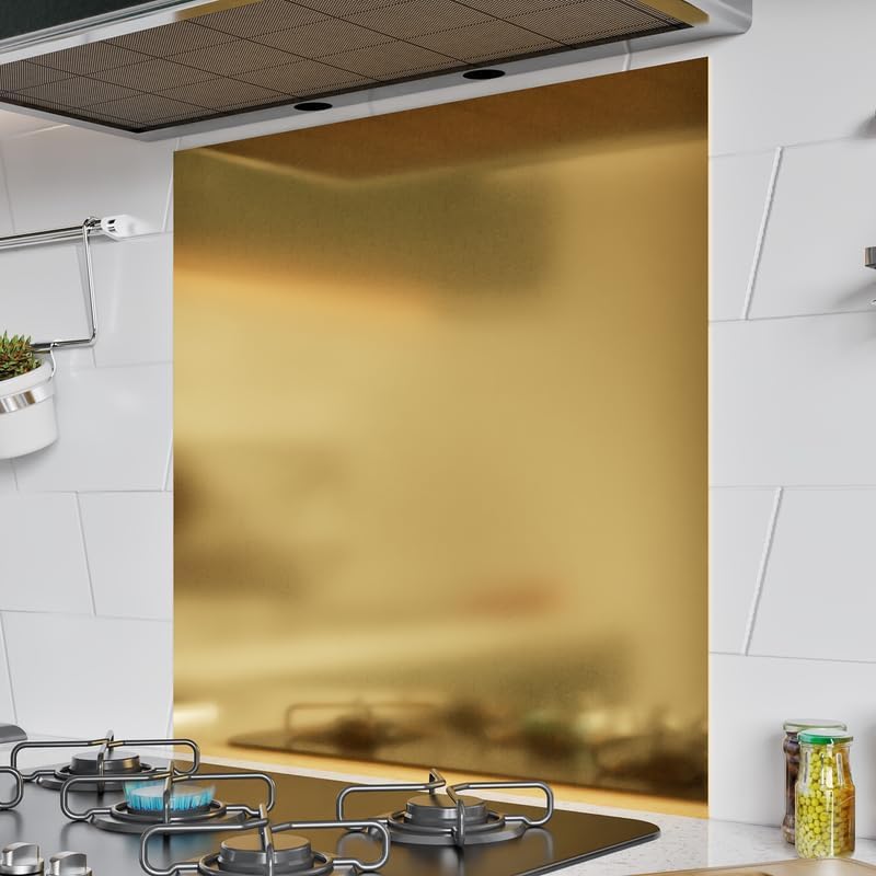 1mm Thick Gold Stainless Steel Splashback for Kitchen with Brushed Finish (ADHESIVE INCLUDED)