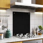 BELOFAY Black Tempered Glass Splashback for Kitchen with 6mm Toughened Glass with Holes (SCREWS INCLUDED)