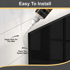 BELOFAY Black Tempered Glass Splashback for Kitchen with 6mm Toughened Glass (ADHESIVE INCLUDED)