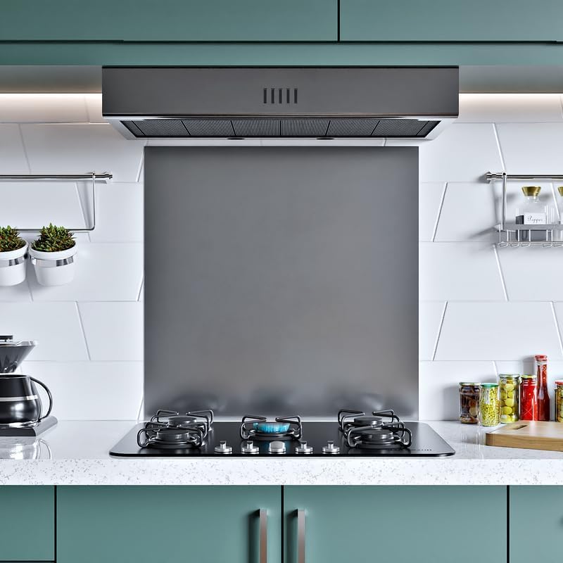 1mm Thick Grey Stainless Steel Splashback for Kitchen with Brushed Finish (ADHESIVE INCLUDED)