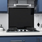 BELOFAY Black Sparkle Tempered Glass Splashback for Kitchen with 6mm Toughened Glass (ADHESIVE INCLUDED)