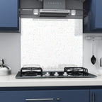 BELOFAY White Sparkle Tempered Glass Splashback for Kitchen with 6mm Toughened Glass (ADHESIVE INCLUDED)